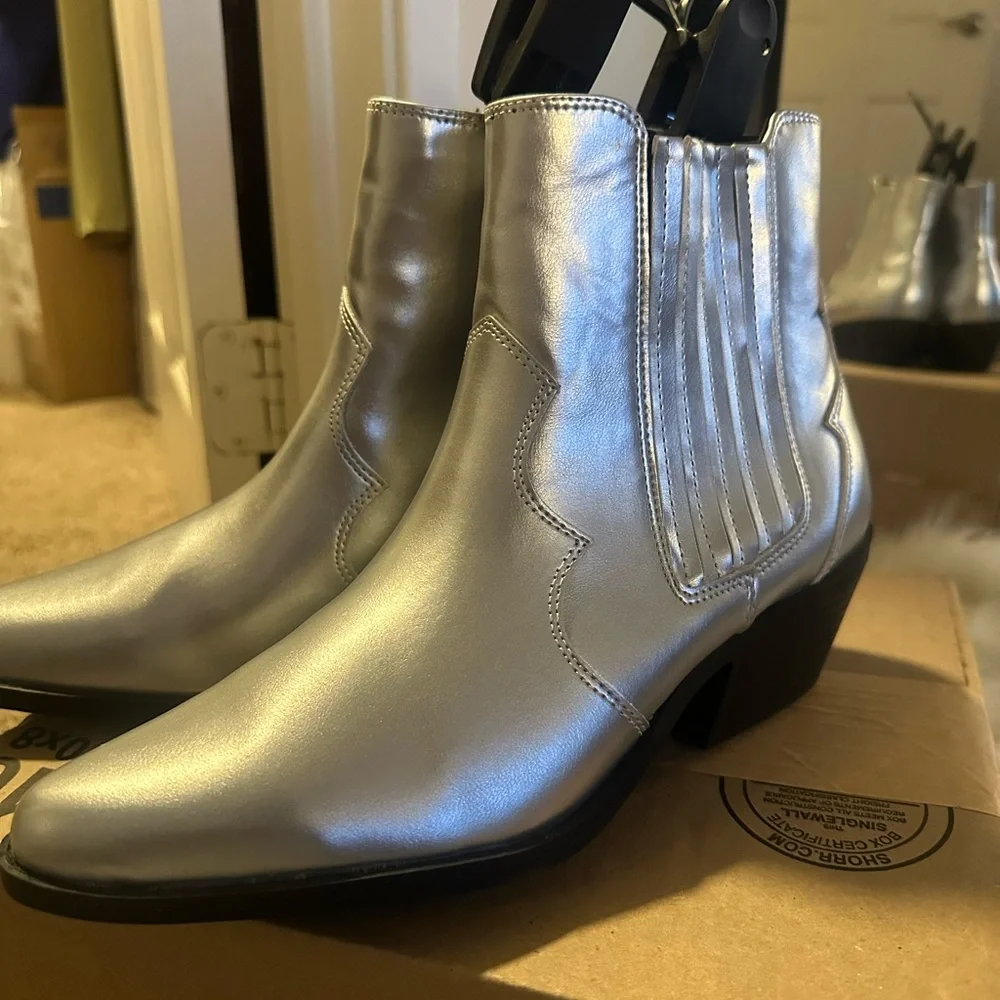 Silver Ankle Boots - Picture 1 of 4